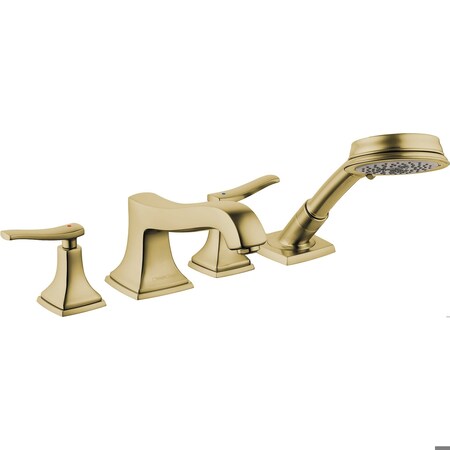 Metropol Classic 4-Hole Roman Tub Set Trim W/Lever Handles And 1.8 Gpm Handshower In Brushed Bronze